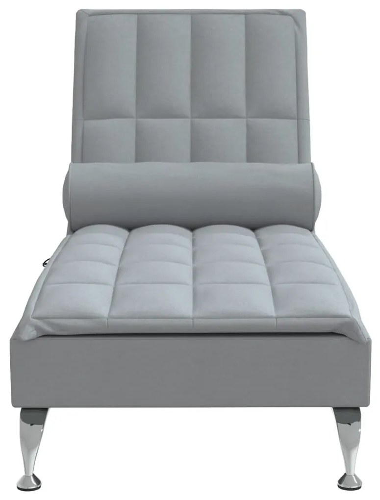 Chaise lounge de massagem com rolo tecido cinzento-claro