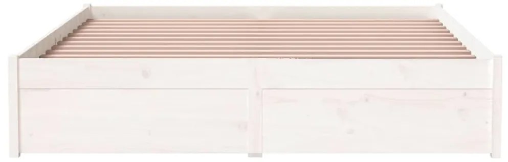 Estrutura de cama 140x200 cm madeira maciça branco