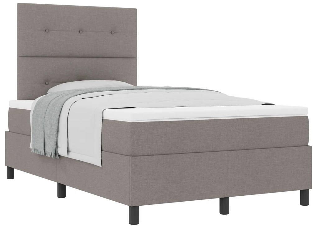 Cama Box Spring com Colchão Taupe 120x200 cm de Tecido