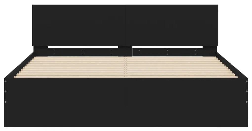 Estrutura de cama com cabeceira 140x190 cm preto