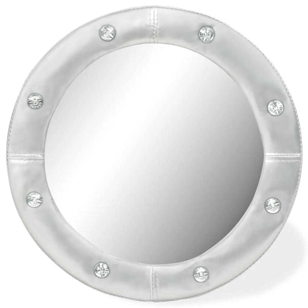 Espelho de parede couro artificial 40 cm prateado brilhante
