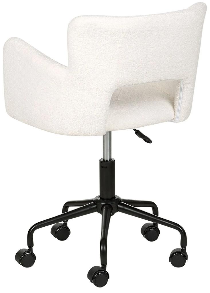 Cadeira de escritório em bouclé branco SANILAC Beliani