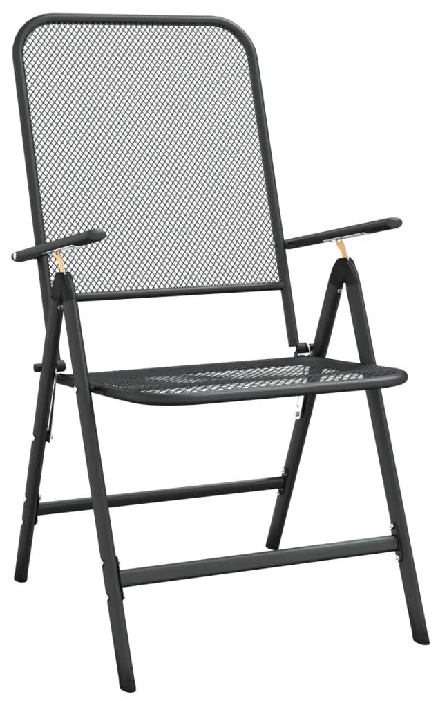 Cadeiras jardim dobráveis 2 pcs malha metal expandido antracite