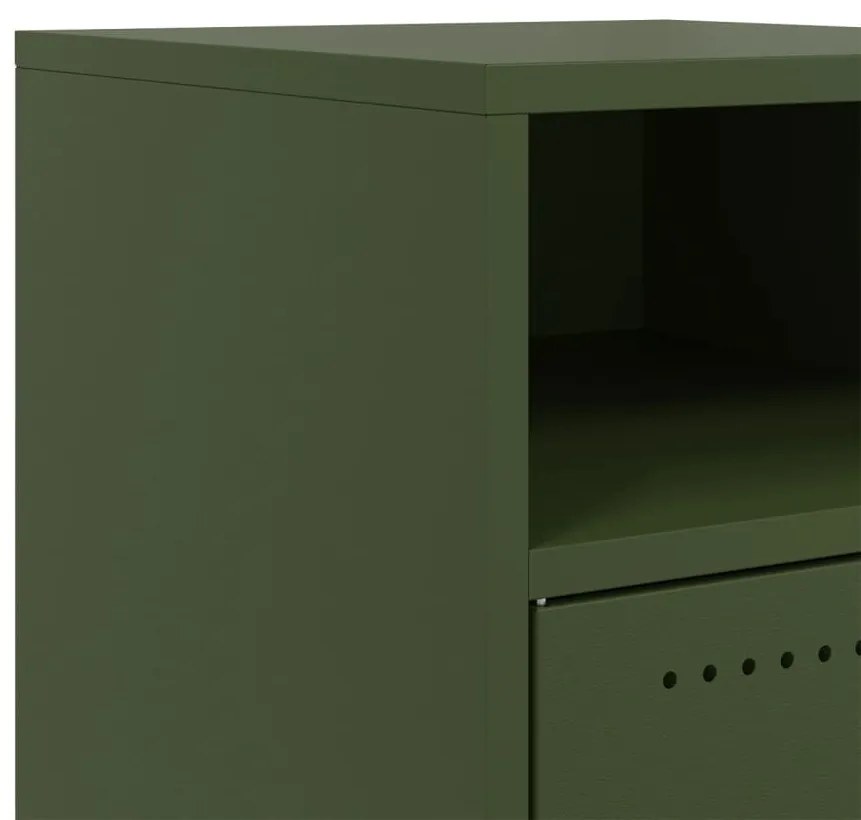 Mesa de cabeceira 36x39x59 cm aço verde-azeitona