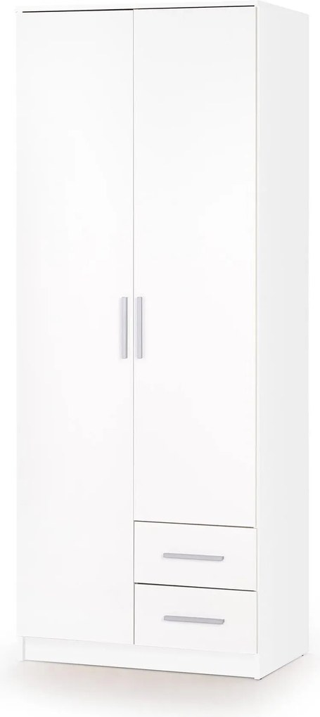 Roupeiro Cirveso 112, Branco brilhante, Branco, 205x80x52cm, 76.4 kg, Portas para roupeiro: Com dobradiças, Número de prateleiras: 5, Número de prateleiras: 5