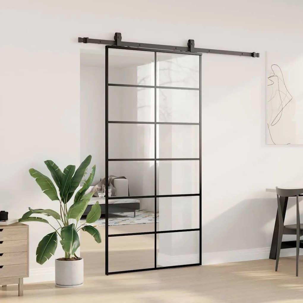 Porta deslizante c/ conj ferragens 102x205cm vidro ESG preto