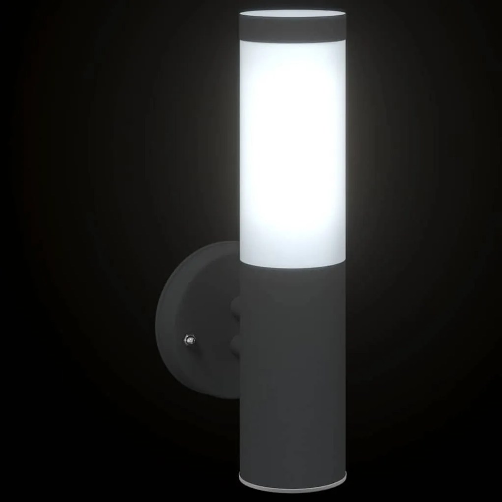 Luz de Parede Externa 2 pcs Aço Inoxidável Preto IP44