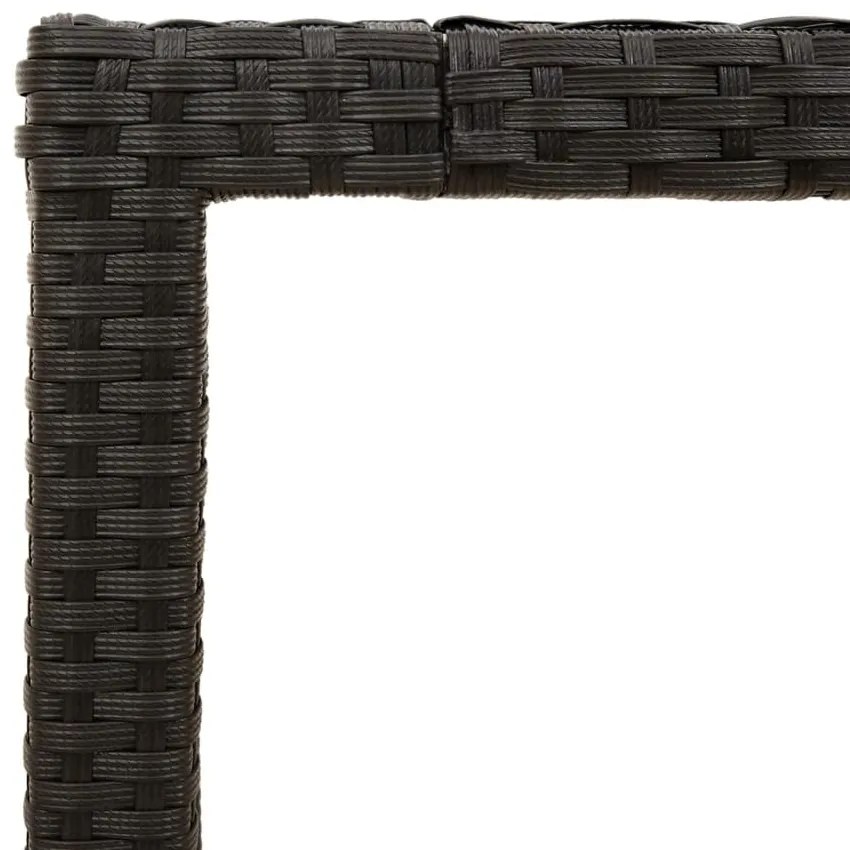 Mesa de jardim com tampo de vidro 90x90x75 cm vime PE preto