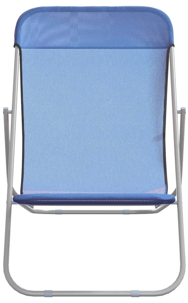 Cadeiras praia dobráveis 2pcs textilene/aço revestido a pó azul