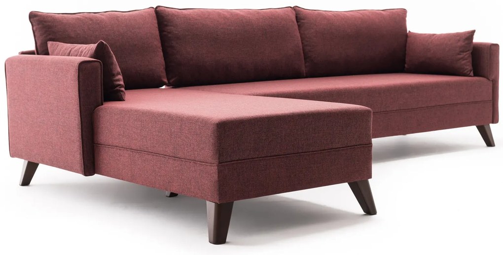 Sofá de Canto Bella – Vermelho Claret – 275x85x165 cm