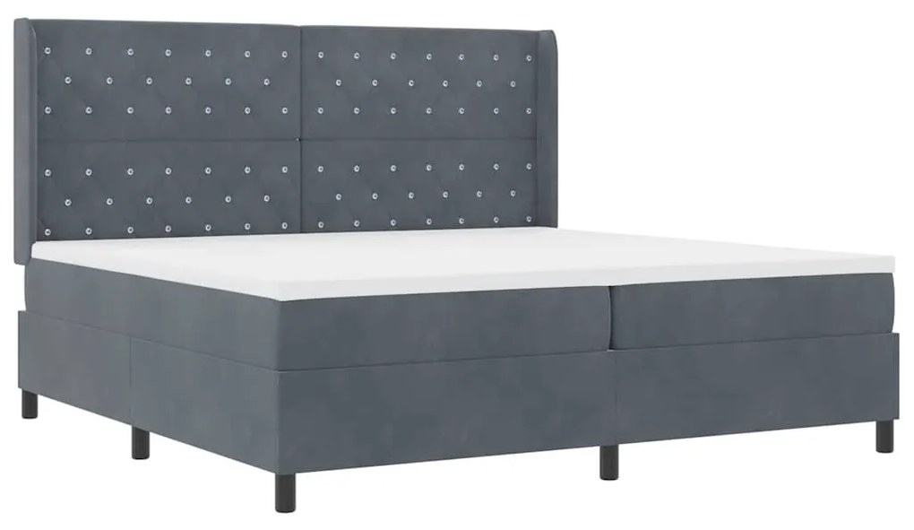 Cama Box Spring com Colchão VidaXL Cinza Escuro 200x200 cm Veludo