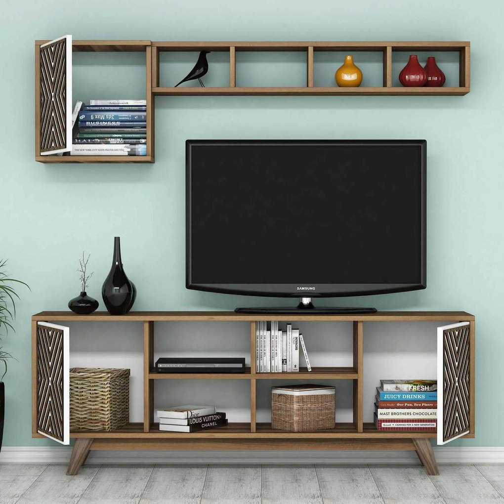 Unidade de TV Inci – Nogueira e Branco – 160 cm x 56,2 cm x 35 cm