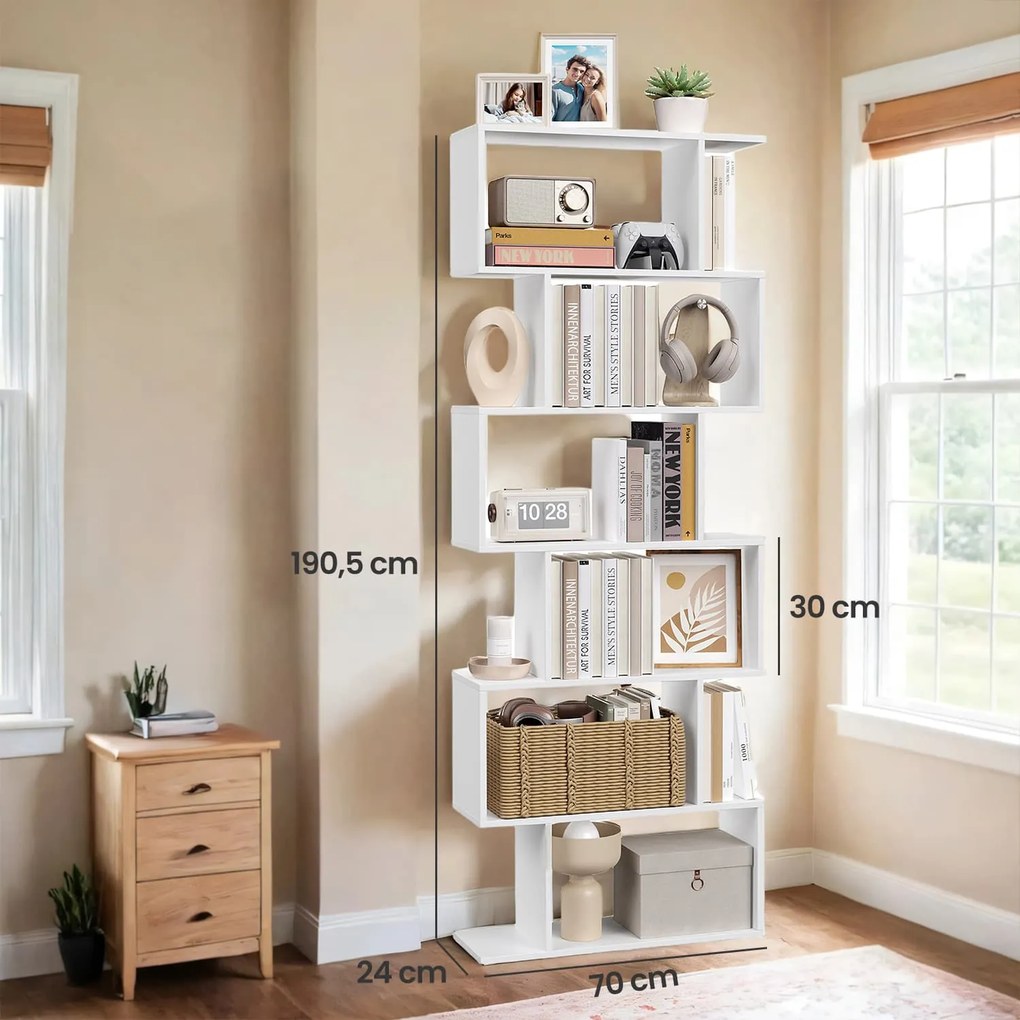 Estantes de livros, Estante de 6 prateleiras Divisora de ambientes 24 x 70 x 190,5 cm Branca