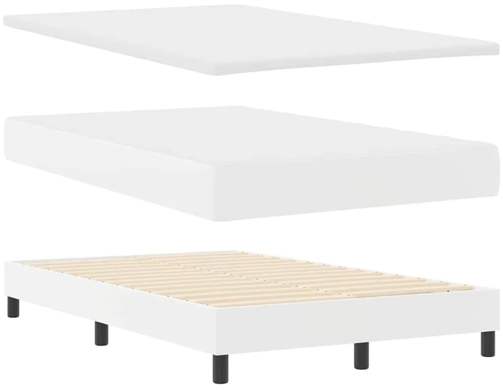 Cama Box com Colchão Branca, 120 x 200 cm, em Couro Sintético