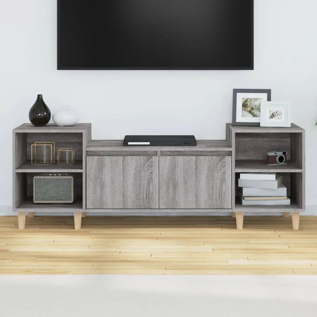 Móvel de TV 160x35x55 cm derivados de madeira cinzento sonoma