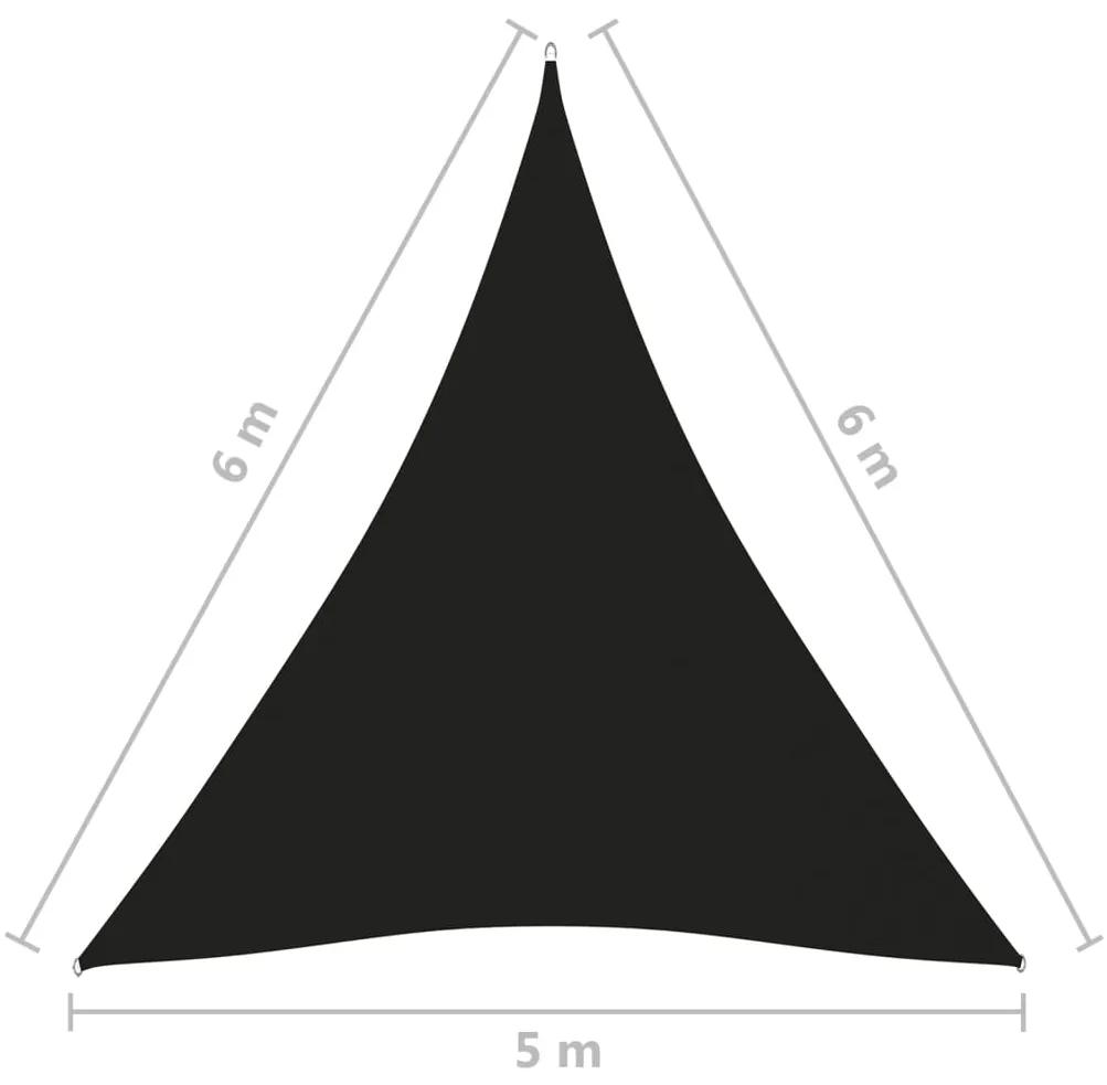 Para-sol estilo vela tecido oxford triangular 5x6x6 m preto
