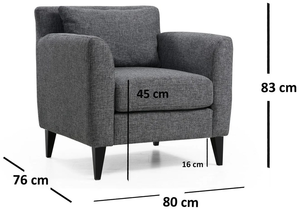Cadeira Wing Nordic – Cinzento Escuro – 80 cm x 76 cm x 83 cm