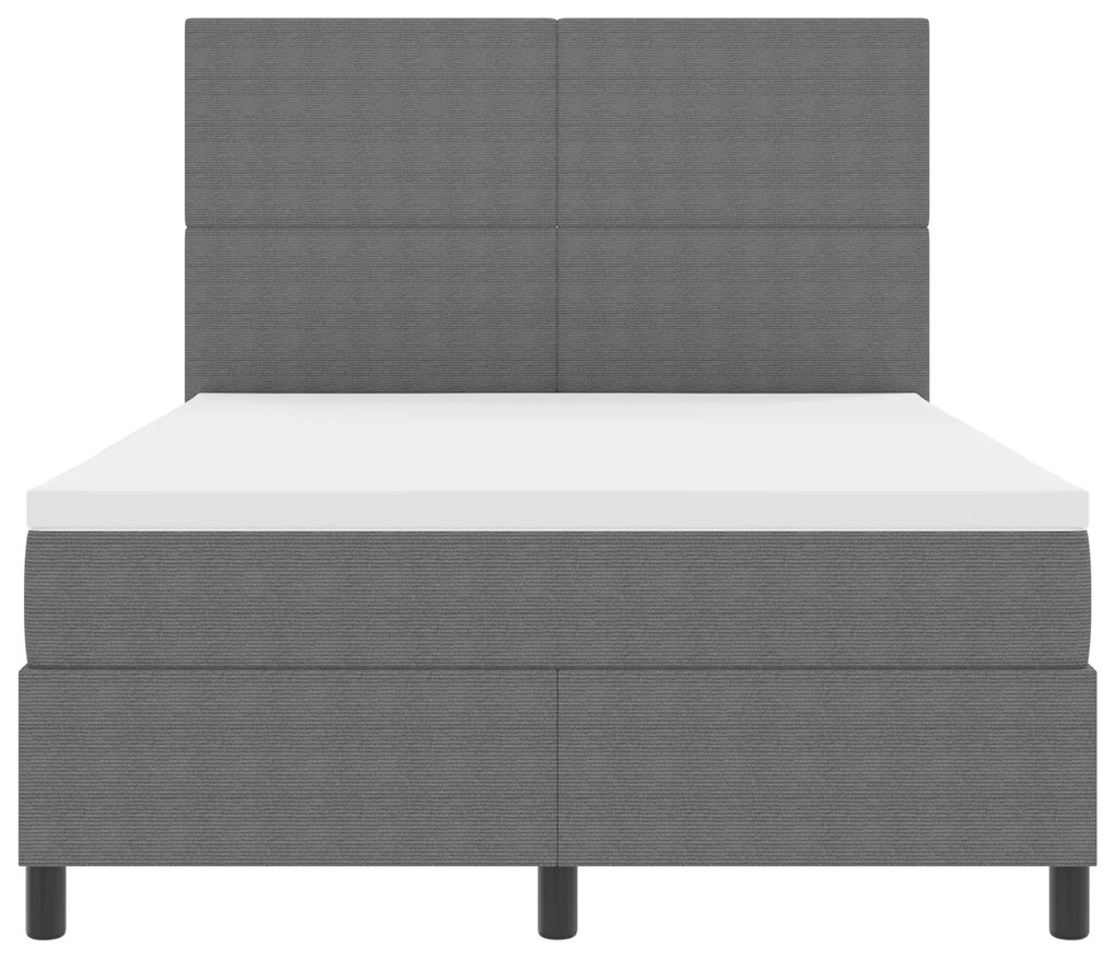 Cama Box Spring com Colchão Cinza Claro 140x200 cm Tecido de Corduroy