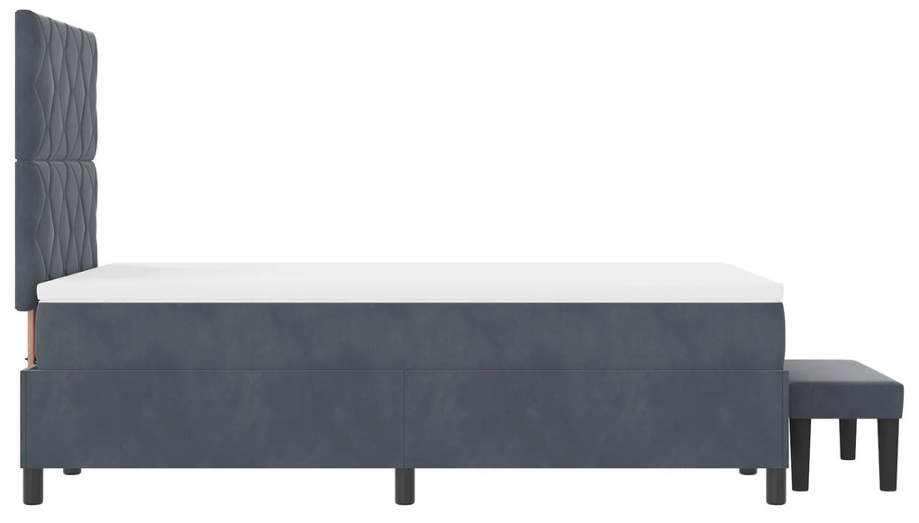 Cama Box com Colchão e Banco Cinza Escuro 120x200 cm Veludo