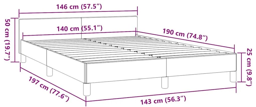 Estrutura cama c/ cabeceira sem colchão 140x190 cm preto
