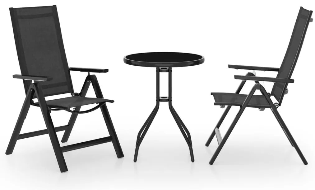 3 pcs conjunto de bistrô preto e antracite