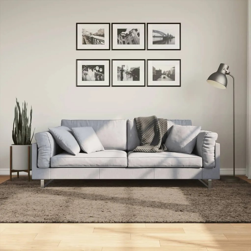Tapete de pelo alto aspeto brilhante ISTAN 160x230 cm cinzento