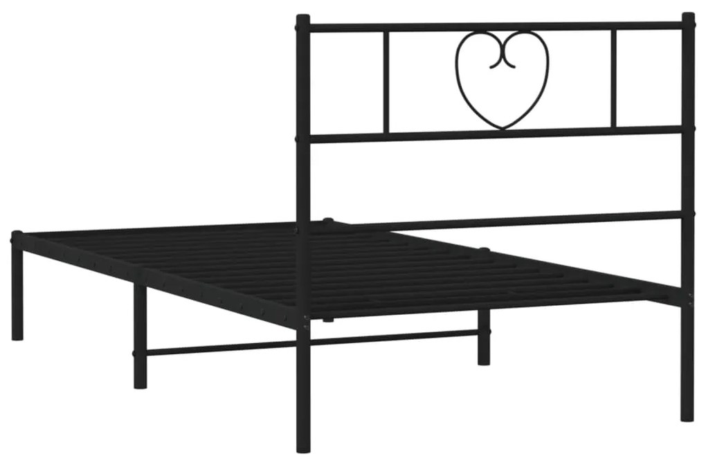 Estrutura de cama metal s/ colchão c/ cabeceira 75x190 cm preto