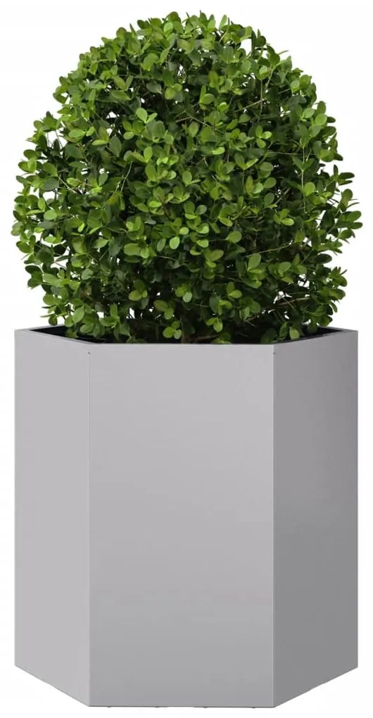 Vasos floreiras jardim 2 pcs hexagonal 46x40x45cm aço galvaniz.