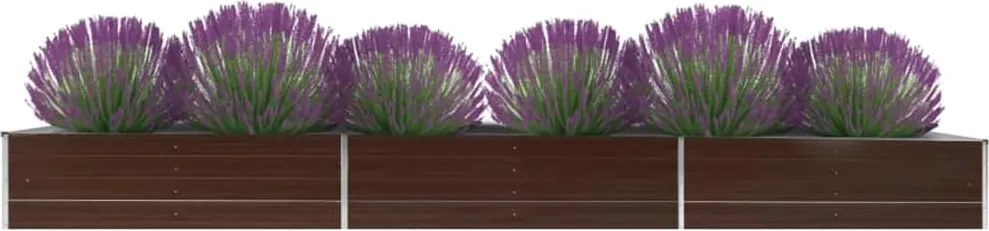 Canteiro elevado de jardim aço galvanizado 480x80x45cm castanho