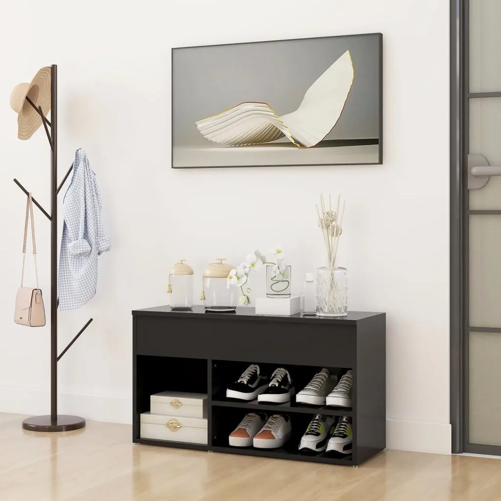 vidaXL Banco sapateira 80x30x45 cm contraplacado cinzento