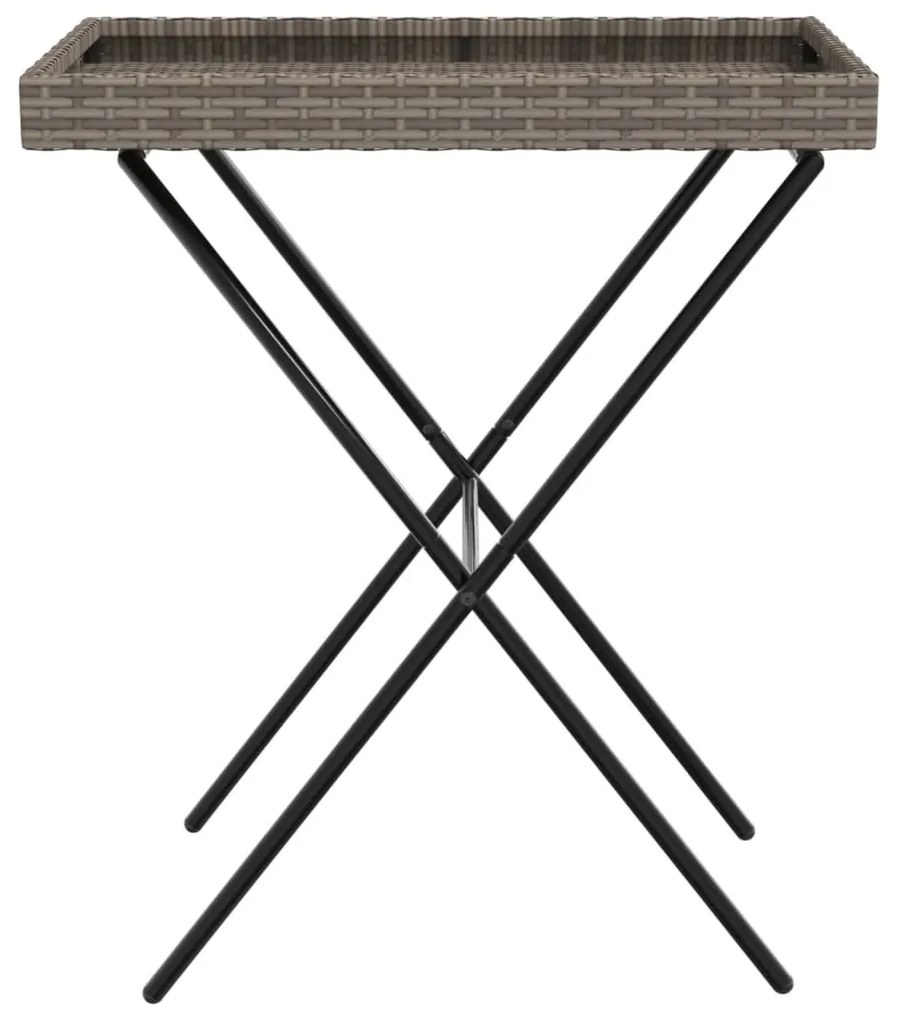 Mesa bandeja dobrável 65x40x75 cm vime PE cinzento