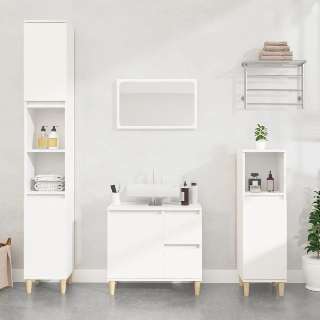 vidaXL Armário casa de banho 30x30x190 cm derivados de madeira branco