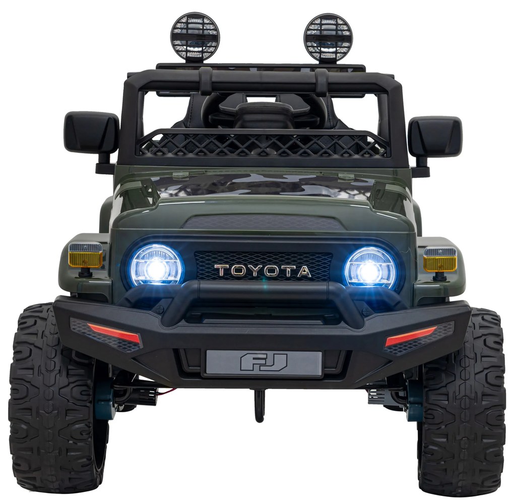 Jipe elétrico para Crianças Toyota FJ Cruiser 12V 4x4, Rodas Espuma EVA, Assentocouro ecológico Verde Camuflado