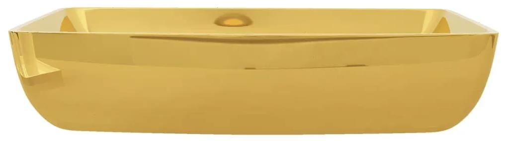 Lavatório 71x38x13,5 cm cerâmica dourado