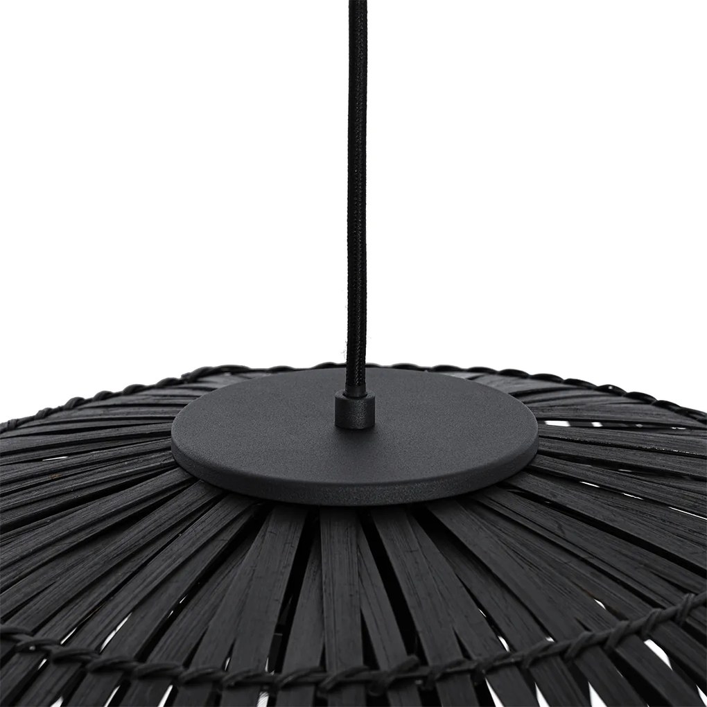 Candeeiro de suspensão oriental preto em bambu 62 cm - Pua Oriental