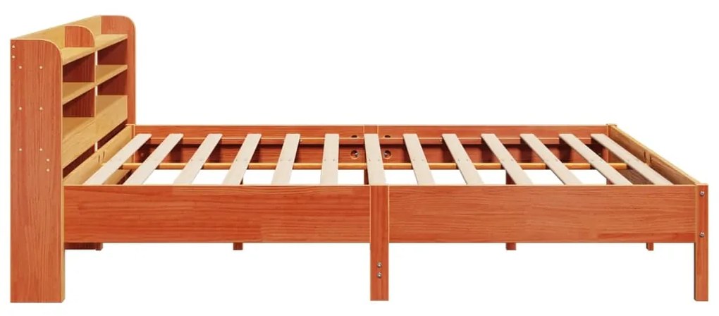 Cama sem colchão 200x200 cm pinho maciço castanho-mel