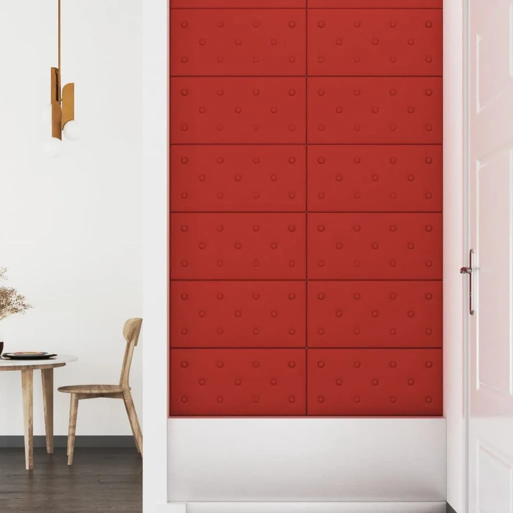 Painel parede 12 pcs 60x30 cm couro art. 2,16 m² vermelho tinto