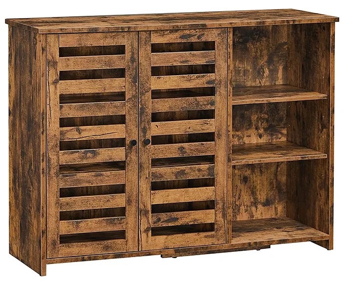 Aparador de cozinha com portas ripadas e prateleiras ajustáveis | VASAGLE | 100 x 35 x 75 cm | antigo | LBF004X01.