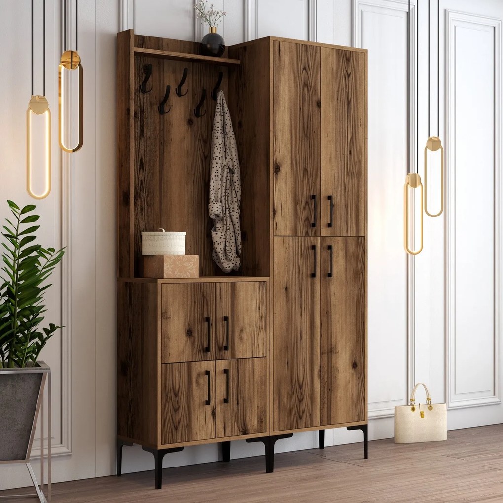 Hall Stand Berlin BA – Walnut – 120 cm x 200 cm x 35 cm
