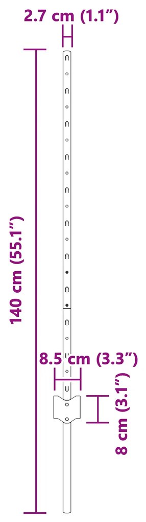 Postes de Cerca 44 pcs U-Channel Prateado 140 cm Aço