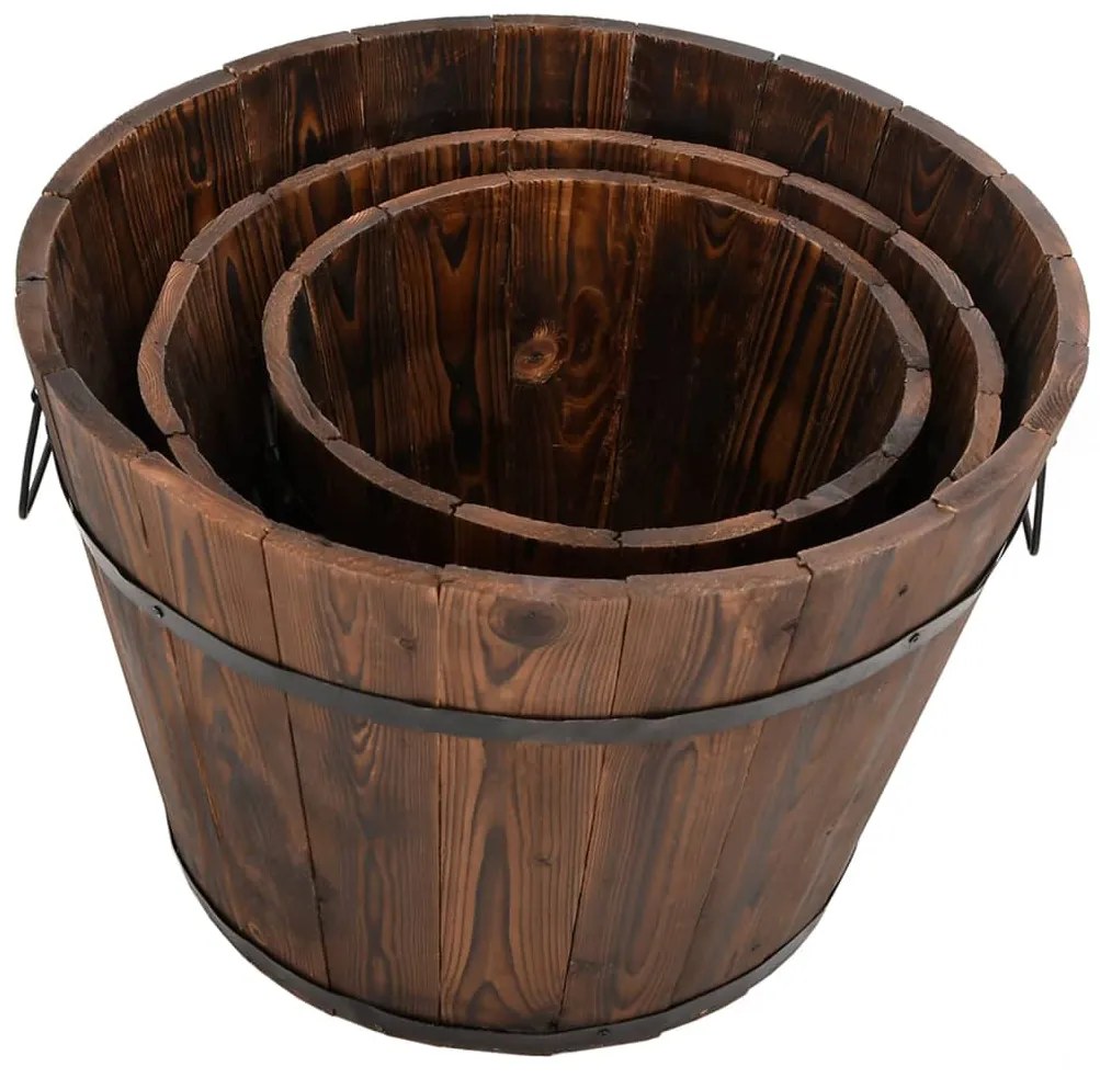 3 pcs conjunto de vasos em forma de balde abeto maciço