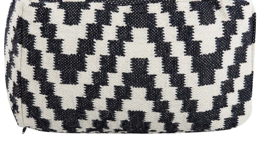 Pufe preto e branco 56 x 56 cm KNIDOS Beliani
