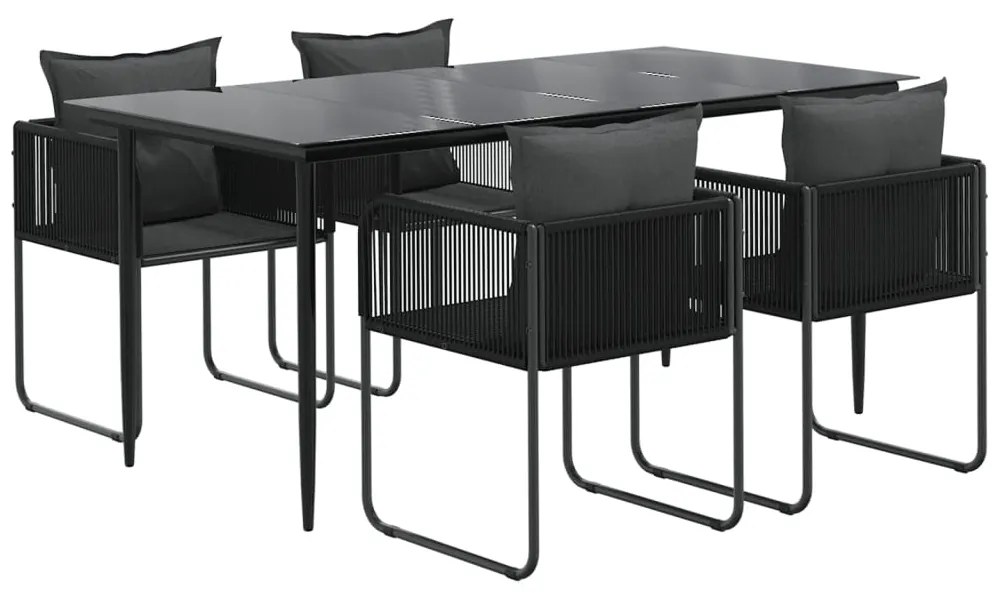 5 pcs Conjunto de jantar para jardim preto