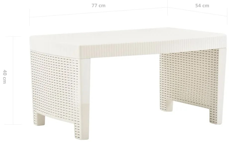 Conjunto lounge para jardim 3 pcs plástico branco