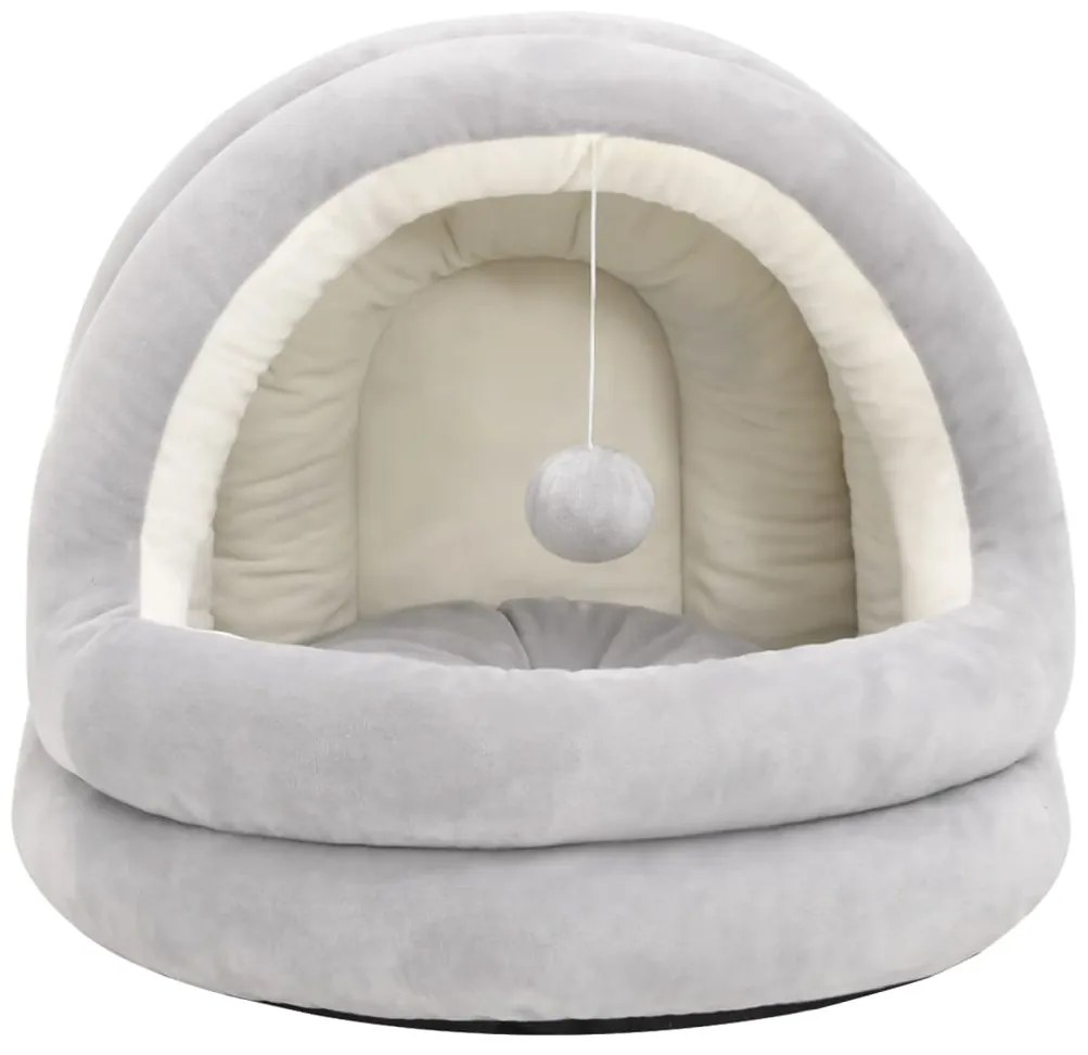 Cama para gatos 40x40x35 cm cinzento e cor creme