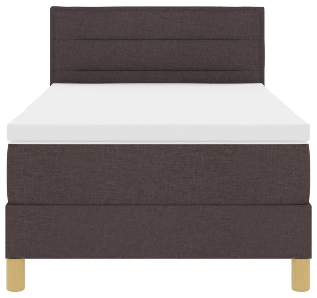 Cama Box Spring com Colchão Castanho Escuro 80x200 cm Tecido