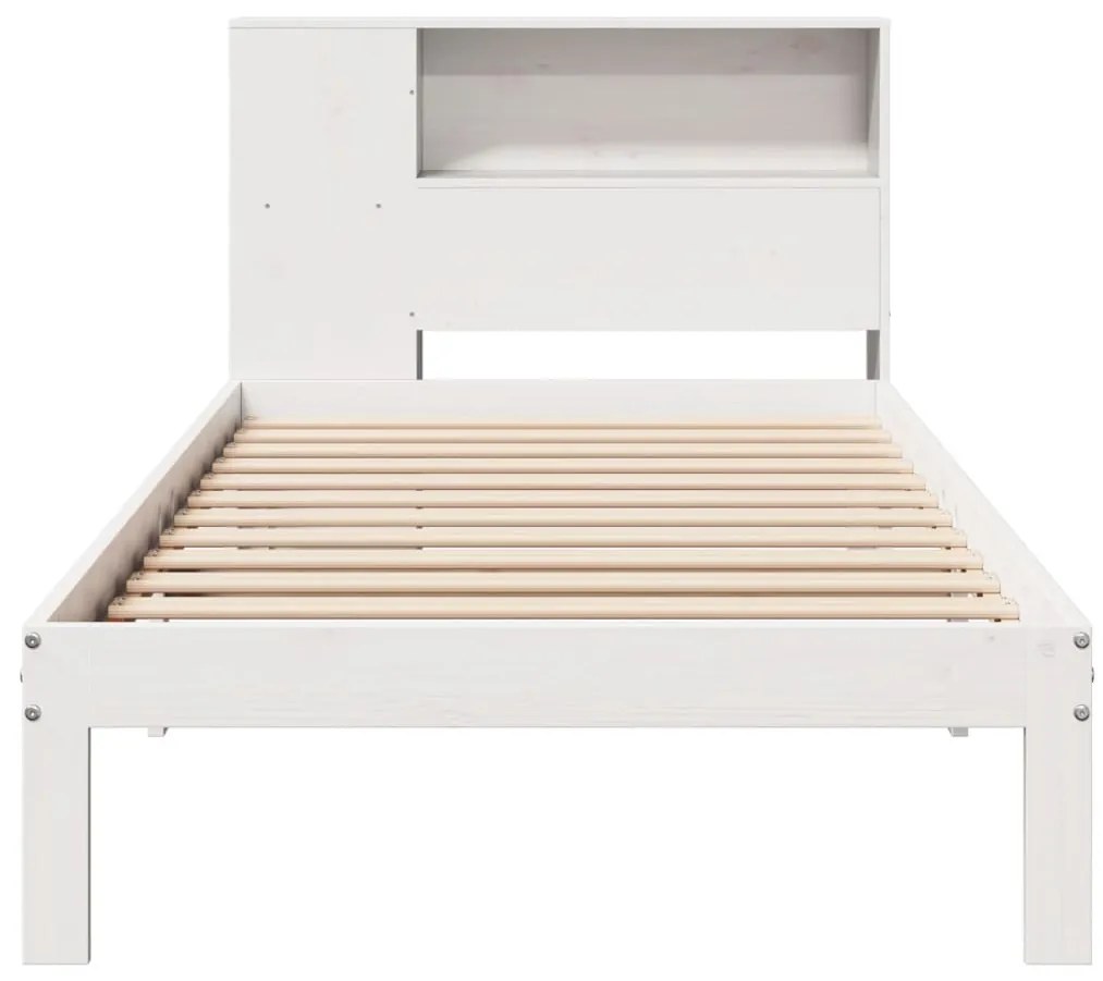 Cama com estante sem colchão 90x190 cm pinho maciço branco