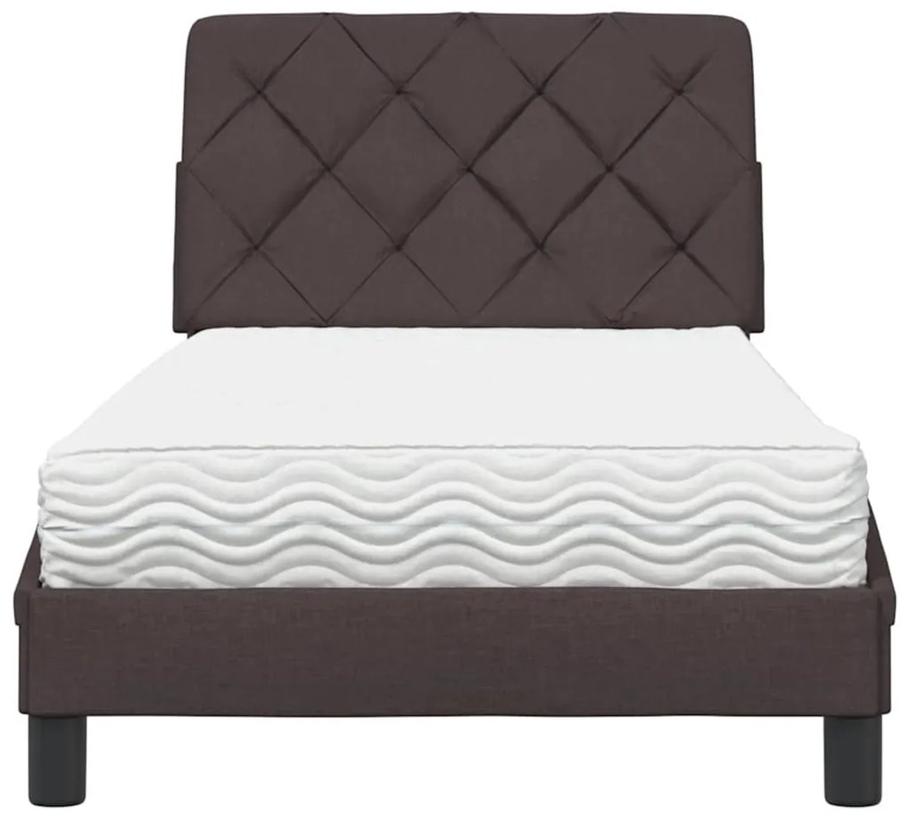 Cama com colchão 80x200 cm tecido castanho-escuro