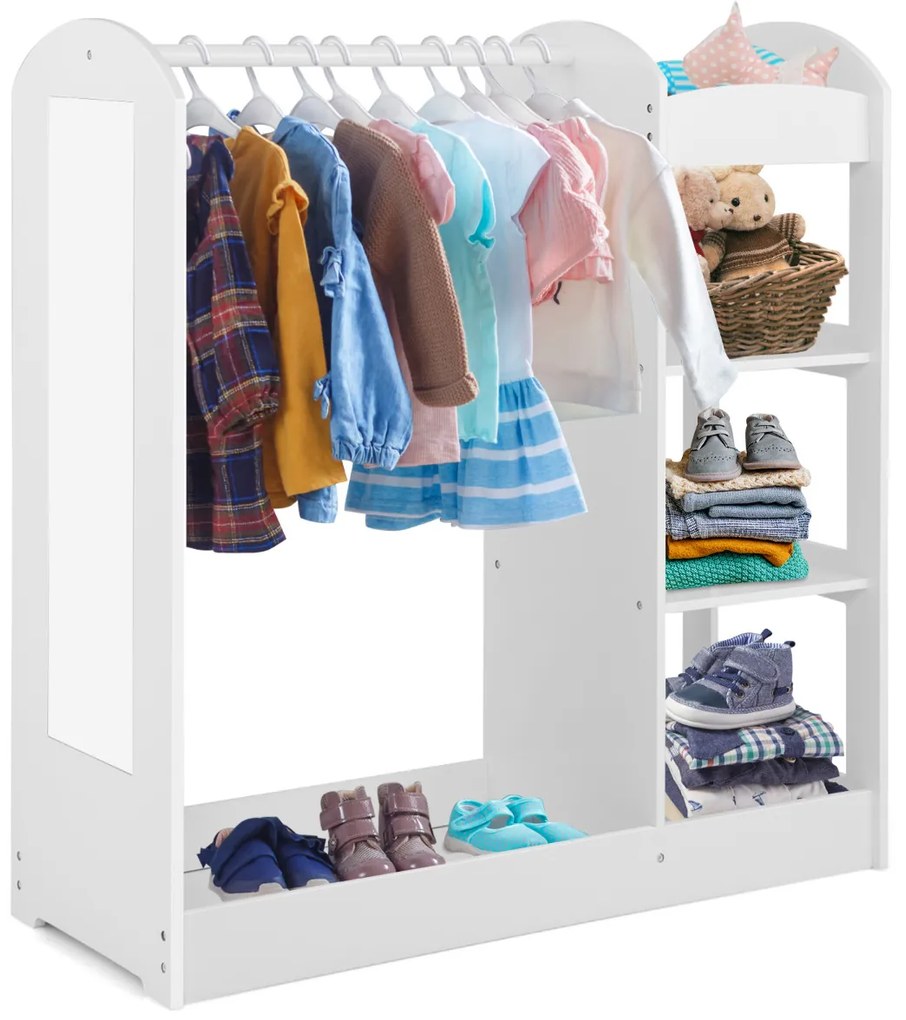 Guarda roupa infantil com espaço para brinquedos e armário de móveis de fantasia 93,5 x 38 x 100 cm Branco