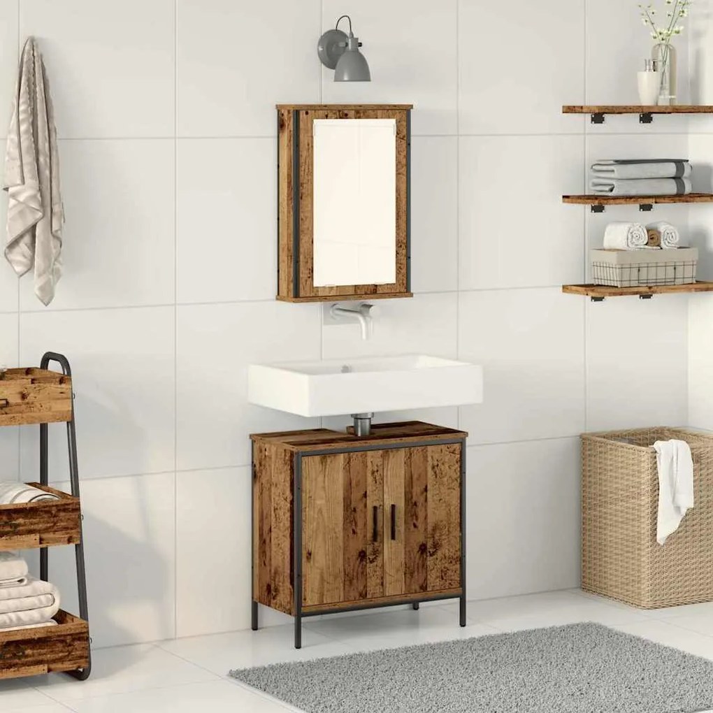 vidaXL Conjunto de Móveis para Banheiro 2 pcs Castanho 60 x 30 x 60 cm